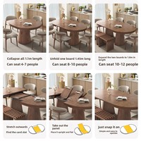 Table à manger en bois massif de style français, extensible et pliable, pour salon, table variable pour petit appartement
