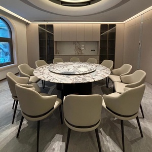 Brazil sang trọng đá cẩm thạch bàn ăn tùy chỉnh kích thước tròn kết cấu phong phú cho nhà hoặc nhà hàng ghế 6-15 người - Product Image 4