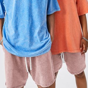 Shorts de sport en coton pour femme FOXA, taille élastique avec cordon de serrage, coupe ample, style vintage délavé à l'acide - Product Image 2