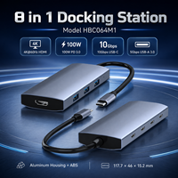 Estación de Conexión USBC 8 en 1, HDMI 4K*60Hz, Puerto de Datos USBC de 10Gbps, 3 Puertos USBA 3.0, Adaptador de Carga PD de 100W para Laptop MacBook Pro Dell XPS