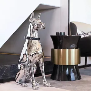 Fabrika özelleştirilmiş yüksek kaliteli fiberglas heykel yaratıcı galvanik heykel galvanik köpek heykel 75cm