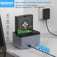 Station d'accueil pour disque dur externe GODO Dual Bay USB 3.0 Type C SATA 2.5 3.5 pouces avec indicateur LED, station d'accueil HDD SATA