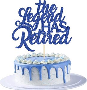 1 ชิ้น ท็อปเปอร์เค้กสีฟ้ากลิตเตอร์ ลาย The Legend Has Retired ตกแต่งเค้ก ขอบคุณสำหรับการเกษียณอย่างมีเกียรติ ลาลาที่มีความเครียด ต้อนรับเงินบำนาญ - Product Image 6