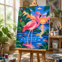 Kit de peinture par numéros sur toile avec motifs animaliers modernes, ensemble cadeau