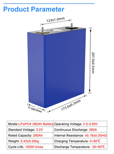 Batería de Litio-Ion Prismática de 3.2v y 280Ah para Almacenamiento de Energía, 10000 Ciclos, Baterías Solares de 280Ah - Product Image 2