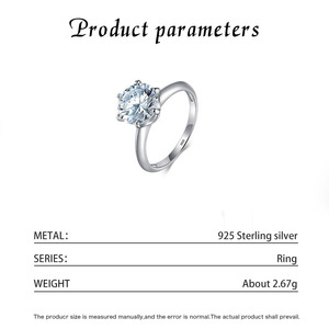 Anillo Solitario de Plata de Ley S925 con Zirconia Redonda de Seis Puntas, Anillo Clásico de Compromiso, Boda o Promesa para Mujer - Product Image 6