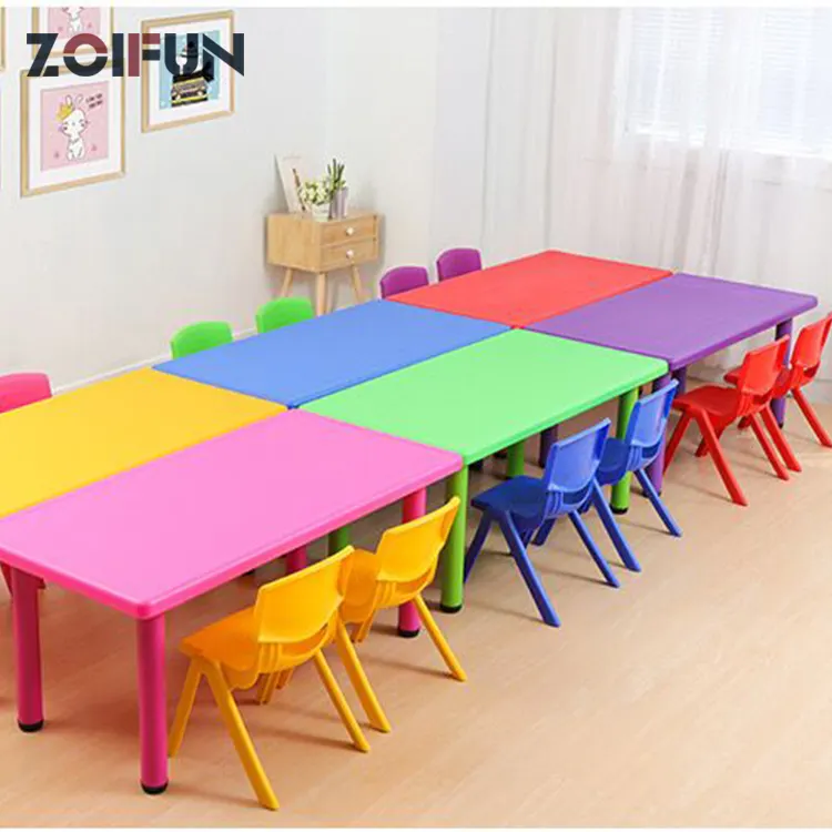 ZOIFUN Bộ Bàn Ghế Trẻ Em Đồ Nội Thất Nhà Trẻ Bàn Ghế Tiệc Trẻ Em Bền Bằng Nhựa