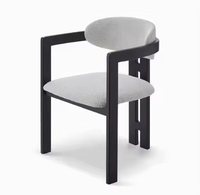 Chaise de salle à manger en bois massif noir au design moderne VL avec accoudoirs pour la maison, le restaurant, l'hôtel, les négociations, meubles de loisirs nordiques