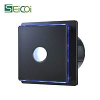 Ventilador de Baño con Panel Decorativo de Vidrio Templado Eléctrico, Sensor de Humedad, Luz, Clasificación IPX4, Garantía de 5 Años, Control por Aplicación