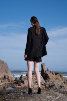 Nouveau femmes élégant Plaid Texture Tweed ensemble laine Blazer jupe courte dames à manches longues 2 pièces printemps automne hiver costumes