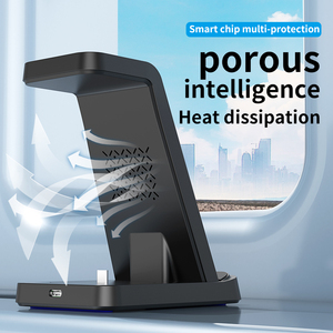 15W phổ 3-in-1 nhanh sạc không dây đứng đa chức năng ABS Máy tính để bàn <span class=keywords><strong>Dock</strong></span> với <span class=keywords><strong>USB</strong></span> cho iPhone cho samsung Tai nghe sử dụng - Product Image 4