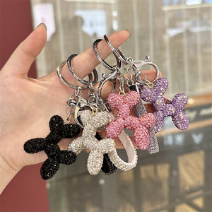 Hot Sale Cute Bubble Dog Pendant Diamond Keychain Full Rhinestone Animal <b>Doll</b> Pendant Accessories Keyring for Couple Student - Product Image 1