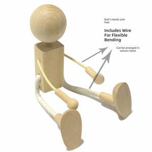 Bambole in Legno Naturale Articolate Non Finite, Ornamenti Pieghevoli, Giocattoli Fai-da-Te per Bambini, Bambole in Legno dal Design Carino - Product Image 4