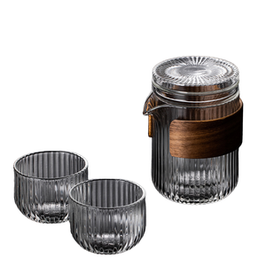 Vente en gros directe d'usine, nouveau service <span class=keywords><strong>à</strong></span> <span class=keywords><strong>thé</strong></span> en <span class=keywords><strong>verre</strong></span> de style chinois Kongfu avec un design portable et durable pour une utilisation dans les hôtels et les restaurants - Product Image 1