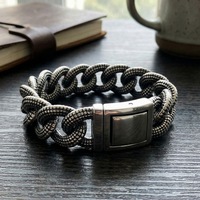 Bracelet jonc unisexe personnalisé en acier inoxydable, style punk, avec breloque et motif crocodile, maillons cubains, bijoux raffinés