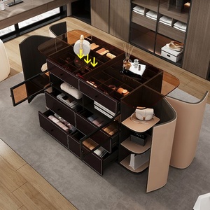 ตู้ลิ้นชักแบบวอล์กอินตู้เสื้อผ้าแบบออกแบบได้ตามต้องการพื้นผิวโต๊ะกระจกบอร์ดเมลามีนหนังพร้อมชั้นเปิดตู้ - Product Image 3