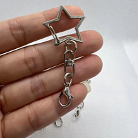 Porte-clés de luxe ajouré en forme d'étoile à cinq branches, avec fermoir mousqueton argenté, accessoires en forme d'étoiles, pendentifs DIY