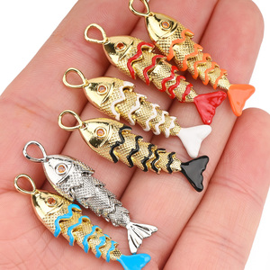 Pendentifs personnalisables en forme de carpe, pendentifs en forme de koï, en laiton plaqué or, pour la fabrication de bijoux et d'ornements - Product Image 6