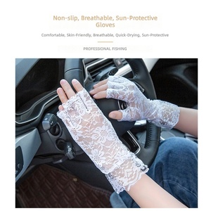 <span class=keywords><strong>Gants</strong></span> de luxe mi-doigts en dentelle florale avec poignets à volants, élé<span class=keywords><strong>gants</strong></span> pour mariée, conduite et protection solaire pour <span class=keywords><strong>femme</strong></span> - Product Image 3