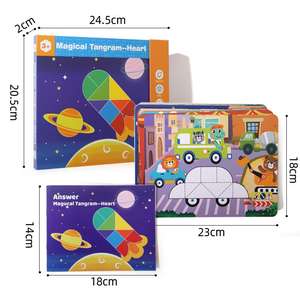 Aimant de dessin animé créatif pour enfants 3D Tangram Puzzle Book Games Aides à l'enseignement Forme éducative pour bébé Jouets de bricolage pour enfants Garçons Filles - Product Image 6