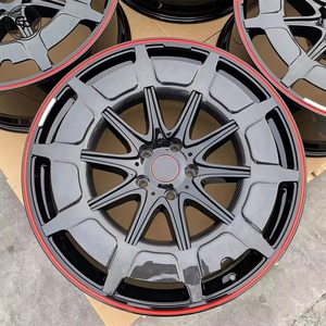 High Strength Monoblock Forged Aluminum Alloy Rim Multi <b>Spoke</b> Black <b>Wheel</b> Equipped With Carbon Rings And Center Cap Custom - Product Image 1