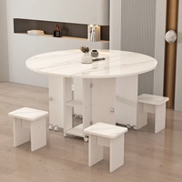 Table à manger pliante en bois pour la maison, mobile, extensible, rectangulaire, minimaliste, moderne, ensemble table et chaises 4 places, petit hôtel