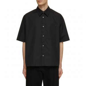 Chemise boutonnée avec poche pour hommes, broderie personnalisée, polo d'été décontracté en coton noir, logo personnalisé, coupe régulière - Product Image 1