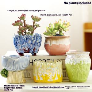 2pcs Korean-Style Hand Painted Porcelain Garden <strong>Cutti</strong> Pots Small Outdoor Flower Potted Plant Holder for Kids - Product Image 3