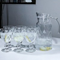 Prix d'usine – Ensemble théière en verre transparent de style tropical contemporain, carafe et pichet à eau froide en verre