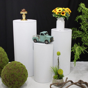 Support de présentation cylindrique côtelé blanc FS004 en gros pour mariage, fête, événement, table de desserts, décoration florale - Product Image 3