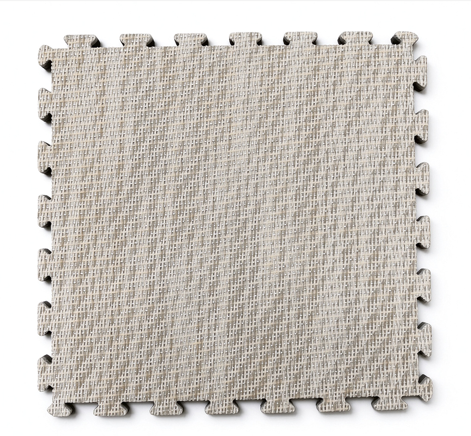 Interlocking PVC Flooring Tile Woven Texture Anti Slip Easy Click ...