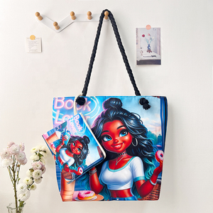 Nouveau Sac à Bandoulière Grande Capacité pour Femme, Imprimé Cool Black Girl, avec Corde Épaisse, Petit Sac Écologique et Isotherme - Product Image 4