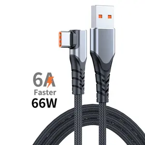 Cable USB tipo C de alta velocidad para Huawei, Cable de carga súper rápida de 66W, 6A, trenzado, venta al por mayor