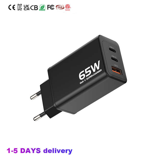 65W GaN Charger for Samsung PD Type C Super Fast Charger with 25A Output and 0.5A Input Compatible with AU/EU/US Sockets