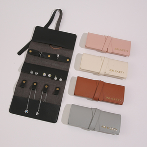 Custom Logo Luxury Leather <b>Roll</b> up Necklace Jewelry <b>Box</b> Portable Display Travel Earring Ring Bracelet Storage Organizer - Product Image 3