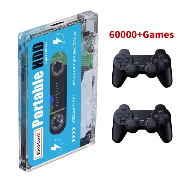 2024 New 500G HDD External Hard Drive Disk Portable Game Card 55000 Retro Video Games for PSP/PS1/PS2 for Windows/Mac