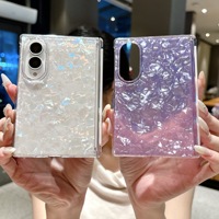 Étui de téléphone magnétique en PC rigide avec motif de coquille brillant et élégant pour Samsung Galaxy Z Fold 8, protection de l'appareil photo