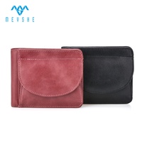 Dompet penyimpan kartu wanita kulit asli berkualitas tinggi dengan saku koin yang dirancang dengan tombol kustom