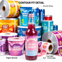 Étiquettes thermorétractables personnalisées en PET, étiquettes thermorétractables imprimées avec logo personnalisé pour les collations, les boissons, différentes tailles disponibles