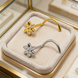 Gaby 1 Adet ASTM-F136 Titanyum Burun Çivisi Kübik Zirkon Vücut Takısı Trend 20G Kadınlar İçin Piercing Burun Titanyumu - Product Image 6