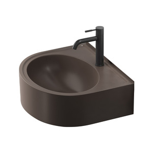 Lavabo mural semi-circulaire moderne en acier inoxydable pour salle de bain, gain de place, petit lavabo de salle de bain - Product Image 1