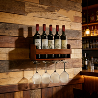 Porte-vin en bois pour mur, pour vin rouge et verres à pied / Idéal pour les maisons, les bars, les KTV / Indispensable pour l'exposition de vin en bois
