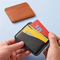 Dompet Kartu Kulit PU Tipis Kustom X49, Logo Eksklusif, Bentuk Gelombang, Grosir