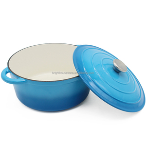 Helder Huishoudelijke Artikelen Nieuw Blauw Hot Selling Gietijzeren Nederlandse Oven Antiaanbakoven Kookpot Gradiënt Blauw Email Gietijzeren Braadpan - Product Image 6