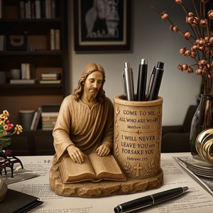 Porte-stylo en résine Jésus - Artisanat religieux en résine pour la décoration chrétienne de la maison et du bureau, vente en gros OEM - Product Image 5