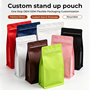 Sachet personnalisé en aluminium à fermeture éclair avec poignée pour grains de café, impression numérique, sachet à fond plat pour snacks - Product Image 1