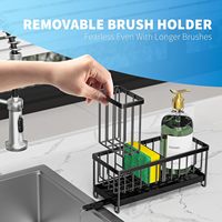 Cisily noir éponge porte-brosse antirouille 304 acier inoxydable évier Caddy organisateur pour cuisine comptoir étagères de rangement unités