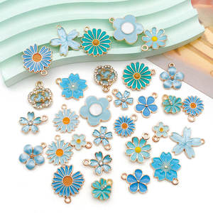 Liontin Enamel Bunga Warna-warni, Aksesoris Logam Campuran Beraneka Ragam untuk Kerajinan Kalung, Gelang, Anting, Pembuatan Perhiasan - Product Image 2