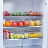 Transparent Lot de 5 bacs de rangement en plastique carrés empilables pour garde-manger multifonctionnel pour réfrigérateur Organisateur Fruits Légumes Nourriture