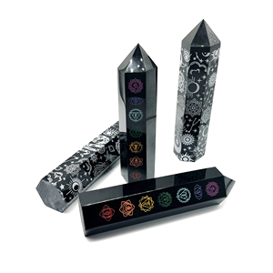 Wholesale Natural Rock Crystal Obsidian Point <strong>Chakra</strong> Rune Crystal Tower for Gift Healing - Product Image 6